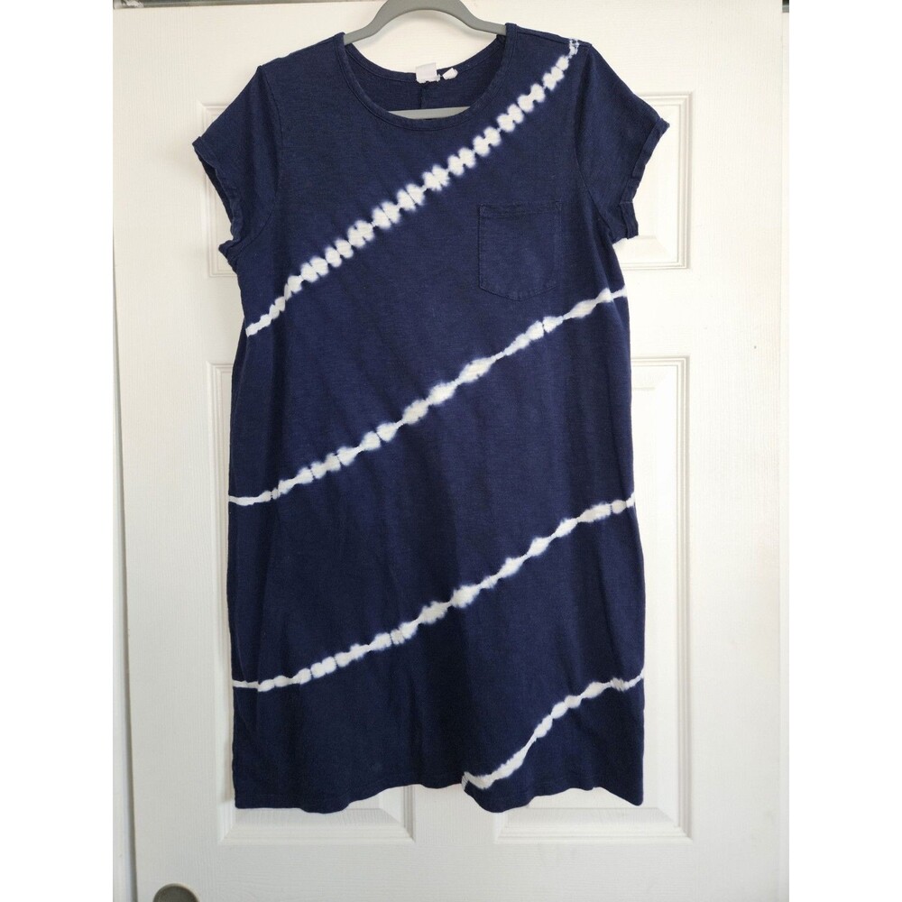 Gap Tee Shirt Dress Womens XS Navy Blue Tye Dye Short Sleeve Pocket Cotton